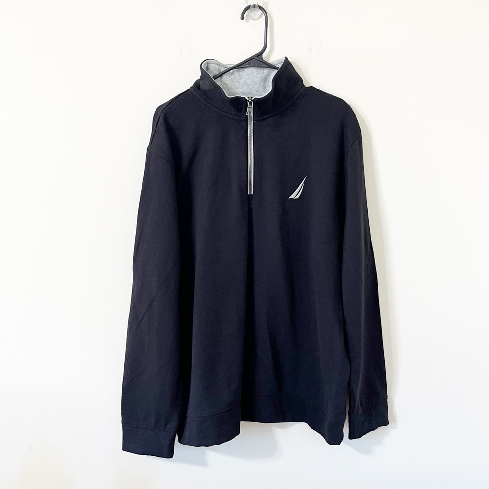 Nautica Men's Black Quarter-Zip Pullover Sweatshirt Size XL - Picture 2 of 10